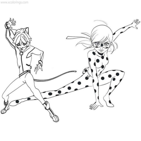 Miraculous Ladybug and Cat Noir Coloring Pages for Free - XColorings.com