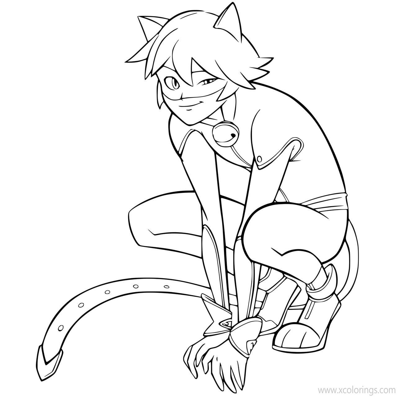 Free Miraculous Ladybug Coloring Pages Cat Noir printable