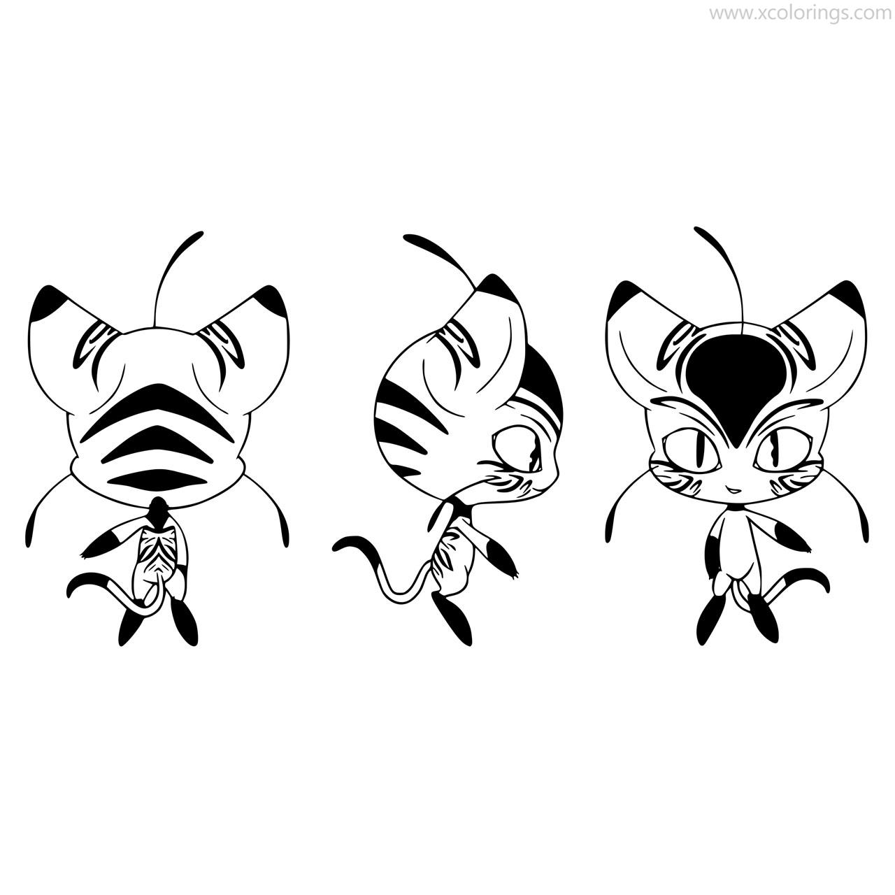 Free Miraculous Ladybug Coloring Pages Kwami Cat Tiger printable