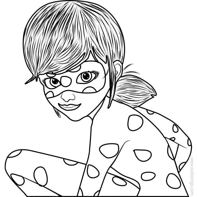 Free Miraculous Ladybug Coloring Pages Madrinette Black and White printable