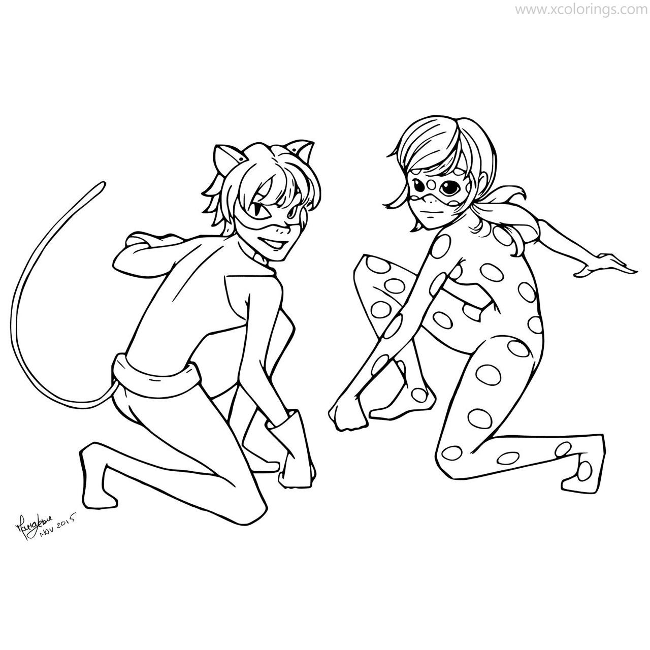 Free Miraculous Ladybug Coloring Pages Marinandte Dupain Cheng And Adrien Agreste printable