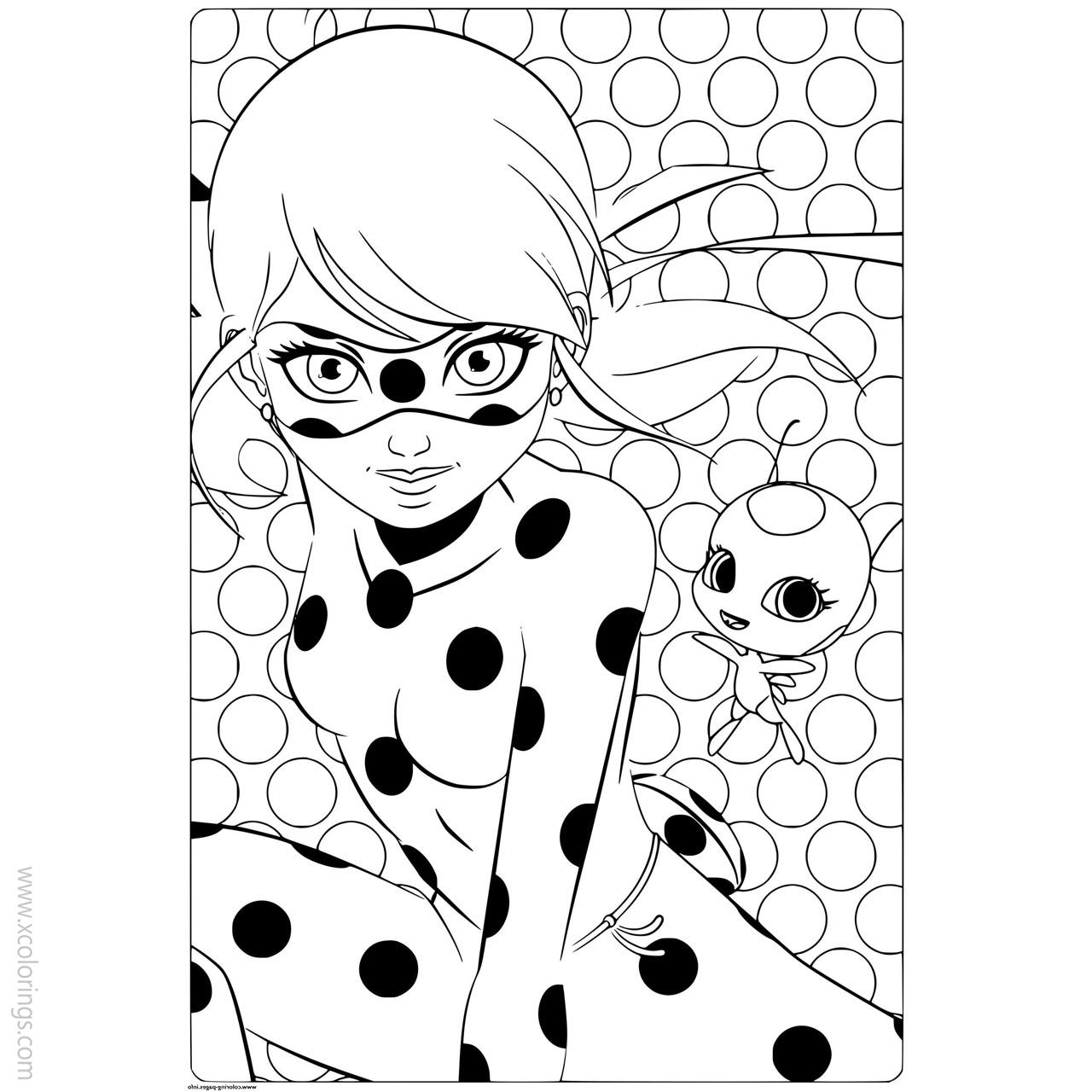 Free Miraculous Ladybug Coloring Pages Marinette Card Template printable