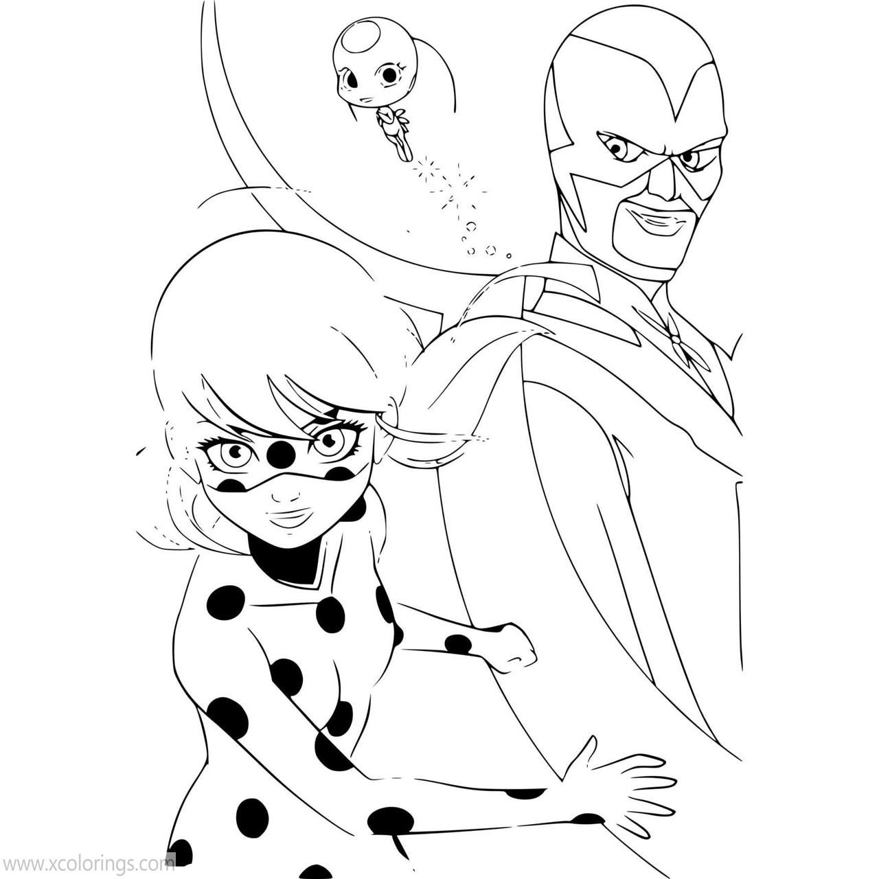 Free Miraculous Ladybug Coloring Pages Marinette Tikki and Hawk printable