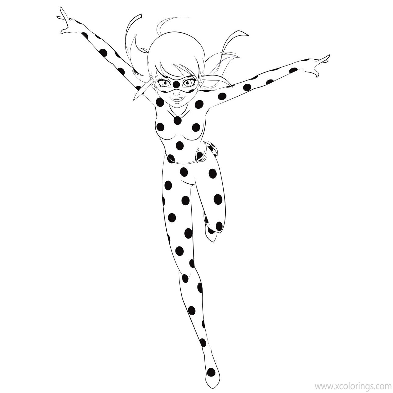 Free Miraculous Ladybug Coloring Pages Marinette is Running printable