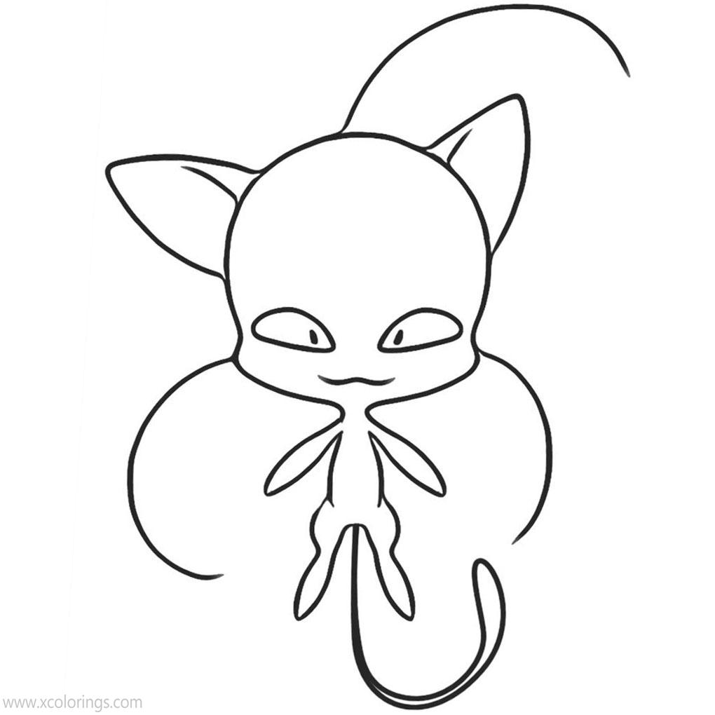 Free Miraculous Ladybug and Cat Noir Coloring Pages Plagg printable