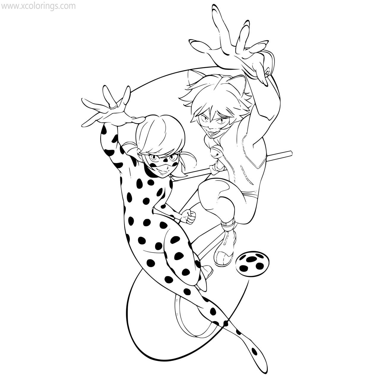 Free Miraculous Ladybug and Cat Noirs Coloring Pages printable