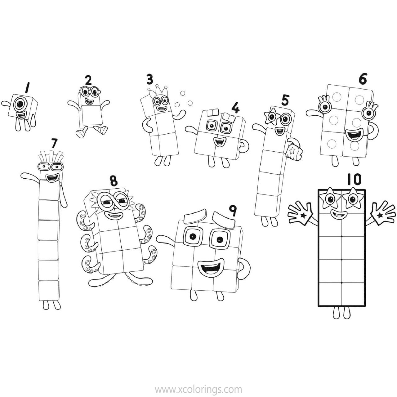 Free Numberblocks Coloring Pages 1 to 10 printable