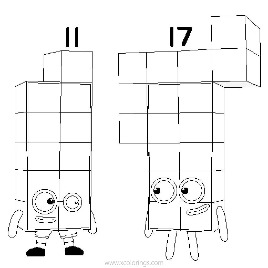 Numberblocks Coloring Pages 11 and 17