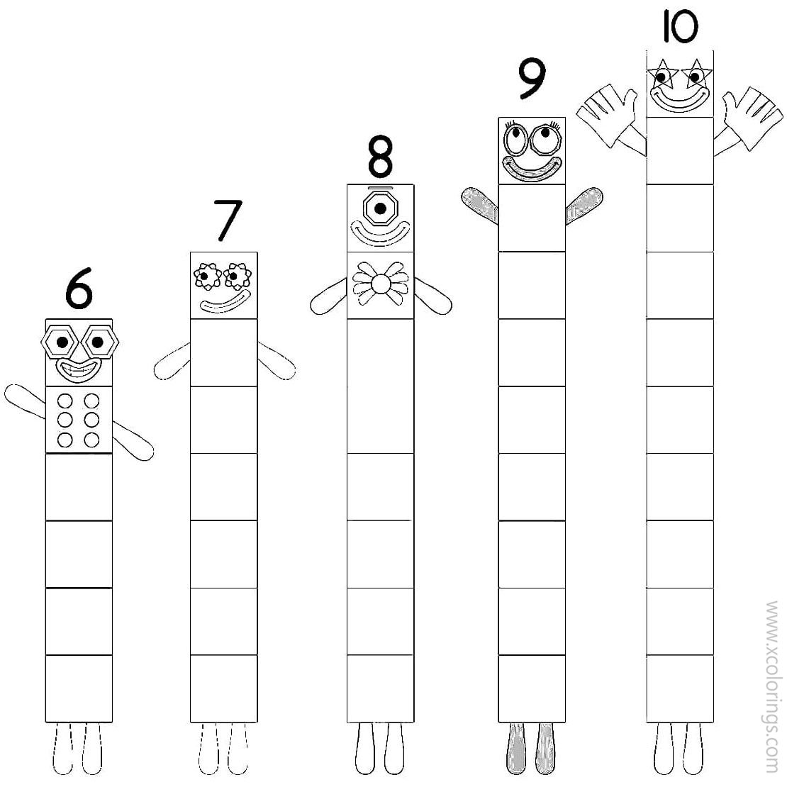 Numberblocks Coloring Pages 6 7 8 9 10