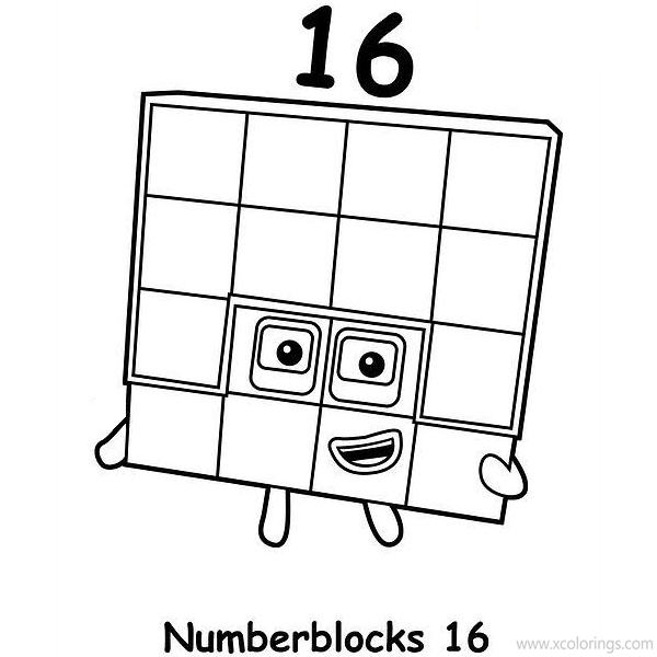 Free Numberblocks Coloring Pages Number 16 printable