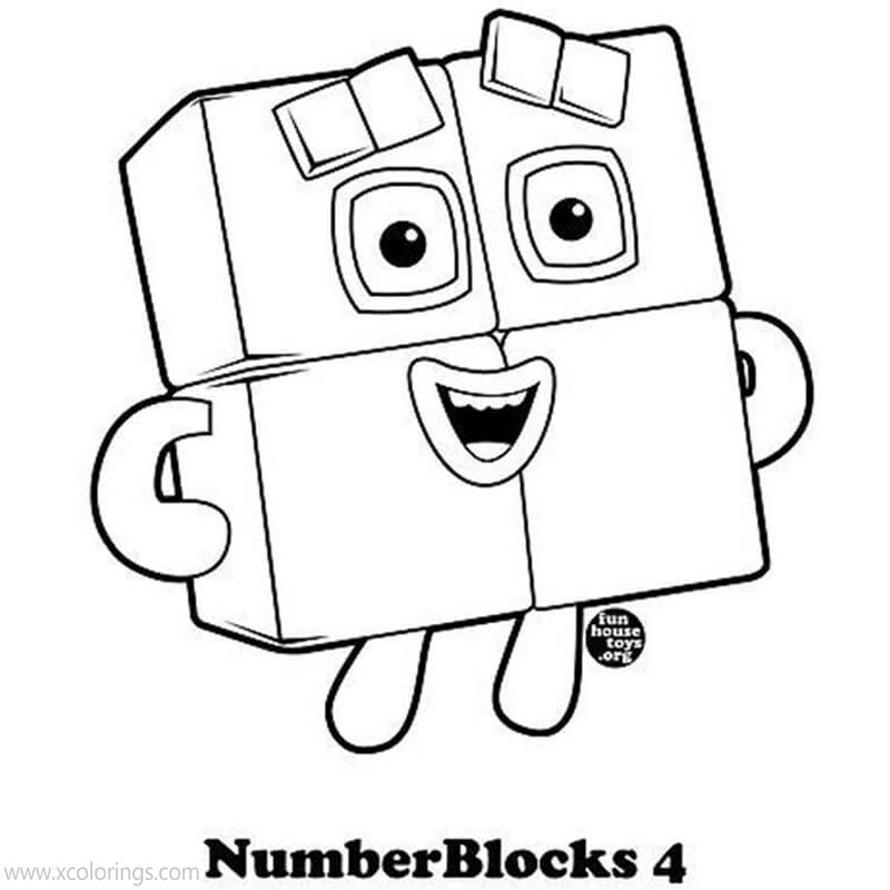 Free Numberblocks Coloring Pages Number 4 printable