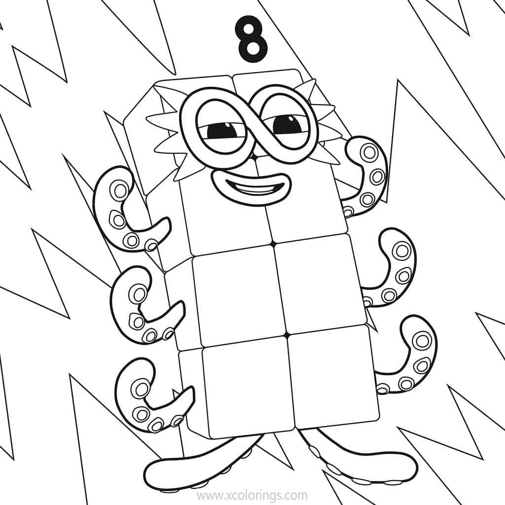 Free Numberblocks Coloring Pages Number Eight printable