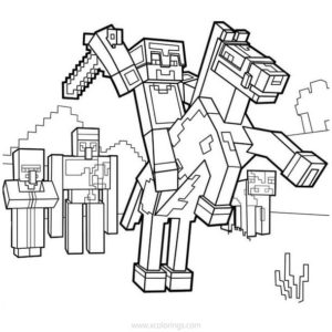 Minecraft Pillager Coloring Pages Outline Drawing - XColorings.com