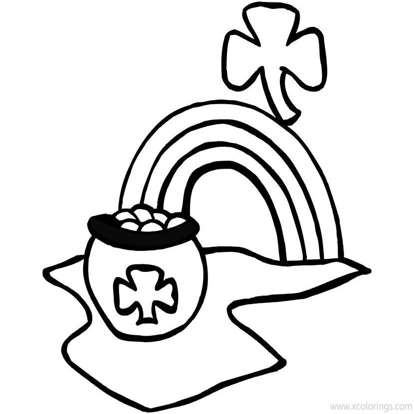 Free Rainbow Shamrock and Pot  Coloring Pages for Kids printable