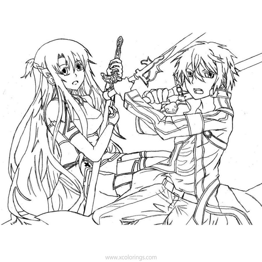 Free SAO Sword Art Online Coloring Pages Kirito and Asuna printable