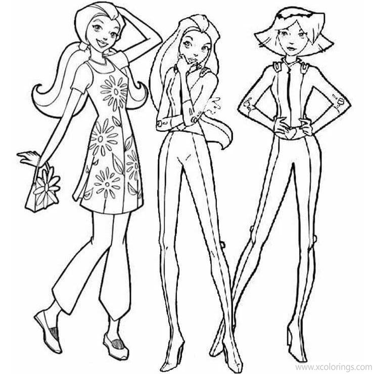 Free Sam Alex and Clover from Totally Spies Coloring Pages printable
