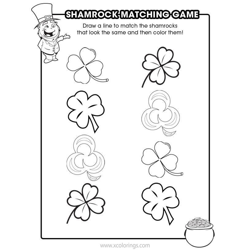 Free Shamrock Matching Game Coloring Pages printable