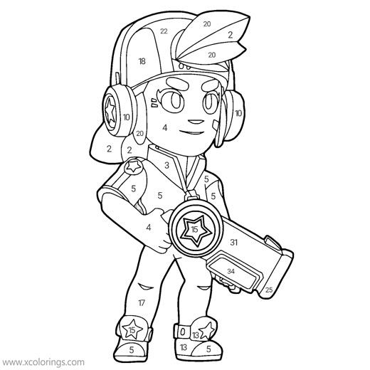 Free Shelly Brawl Stars Coloring Pages Color by Number printable