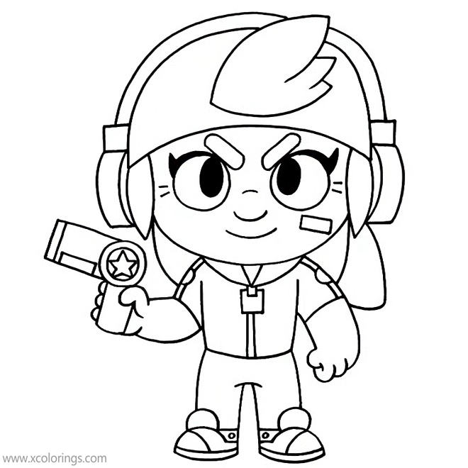 Free Shelly Brawl Stars Coloring Pages with A Gun printable