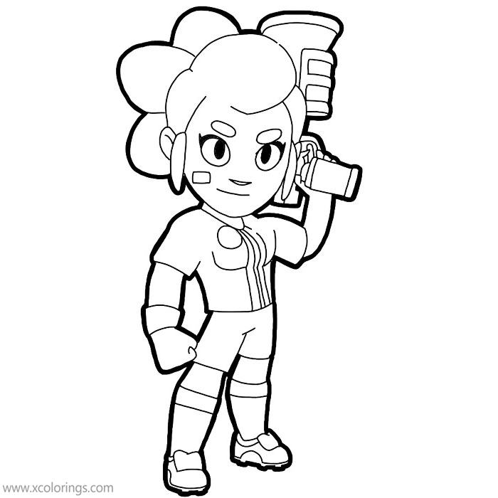Free Shelly Brawl Stars Coloring Pages with Shortgun printable