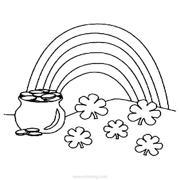 Free Simple St. Patrick's Day Coloring Pages Rainbow Shamrock printable