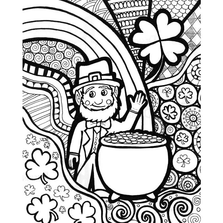 Free St Patricks Day Coloring Leprechaun Pages for Adult printable