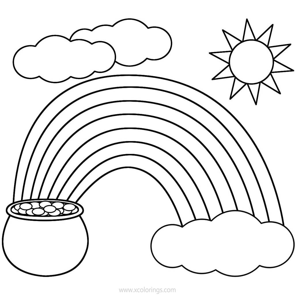 Free St Patricks Day Coloring Pages Gold and Rainbow printable