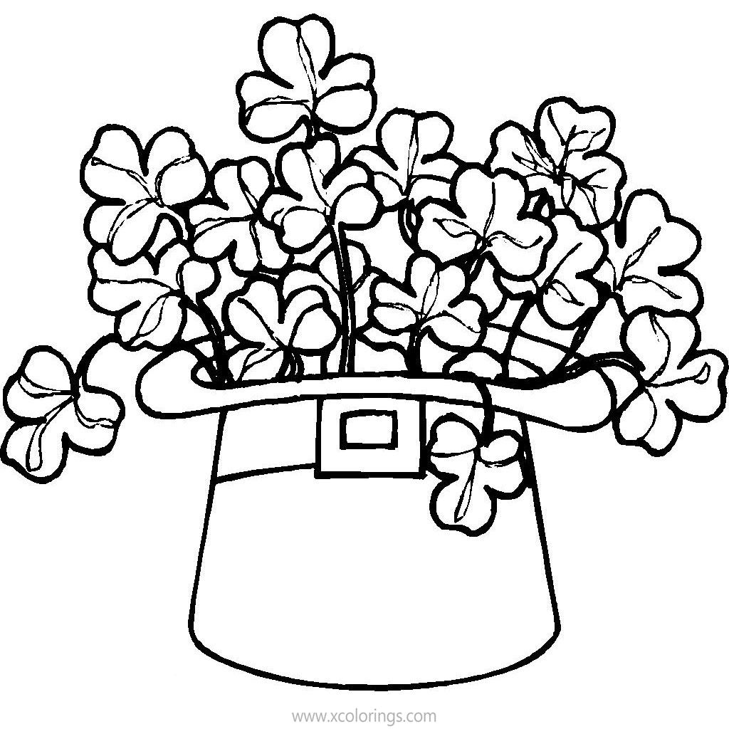 St Patricks Day Coloring Pages Shamrock in the Hat - XColorings.com