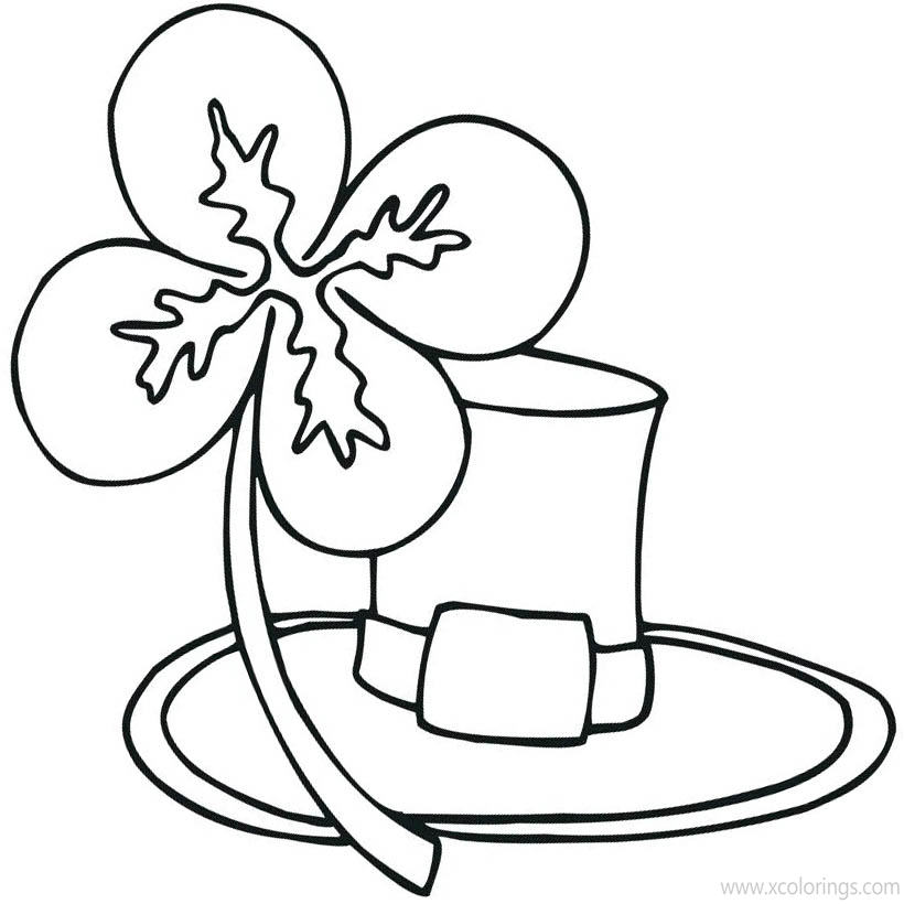 Free St Patricks Day Shamrock and Hat Coloring Pages printable