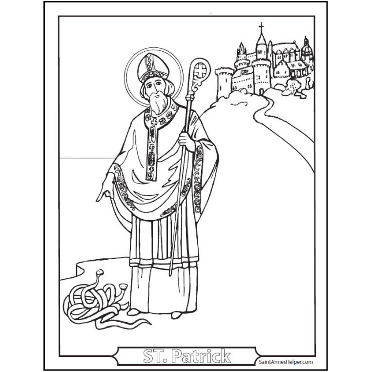 Free St. Patrick and Snakes Coloring Pages printable