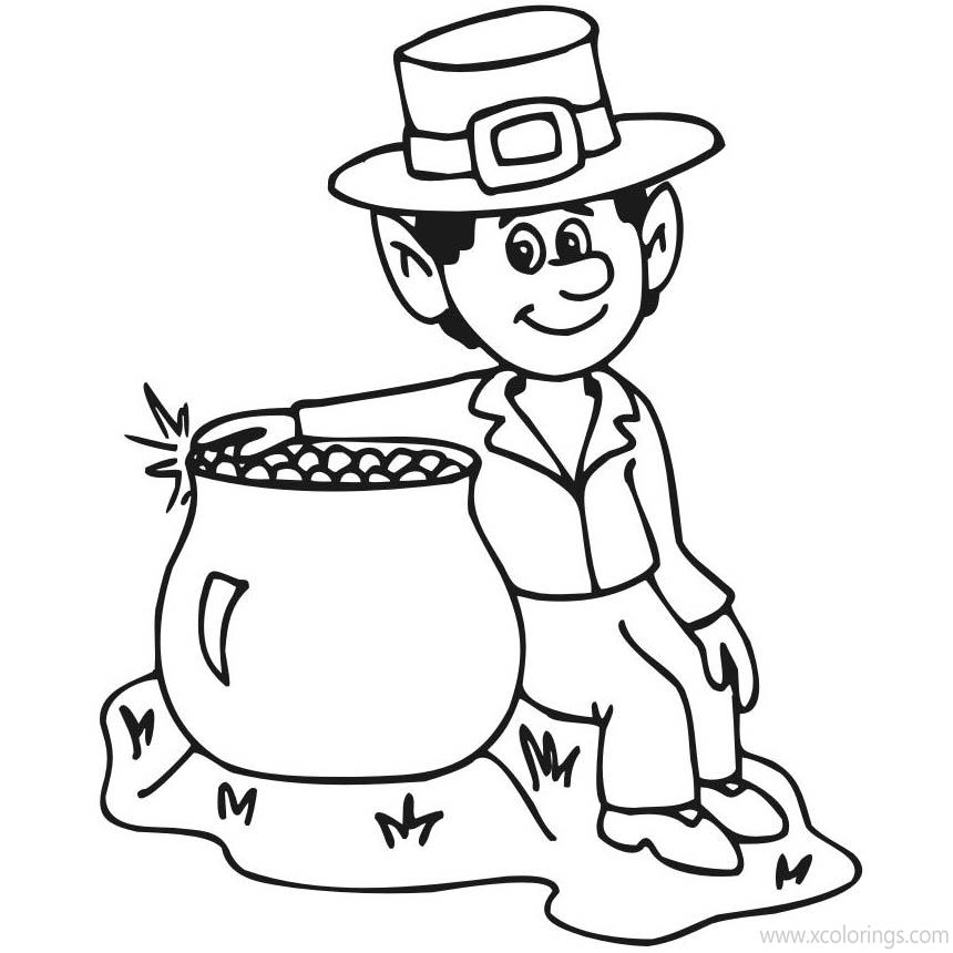 Free St. Patrick's Day Boy with Coins Coloring Pages printable