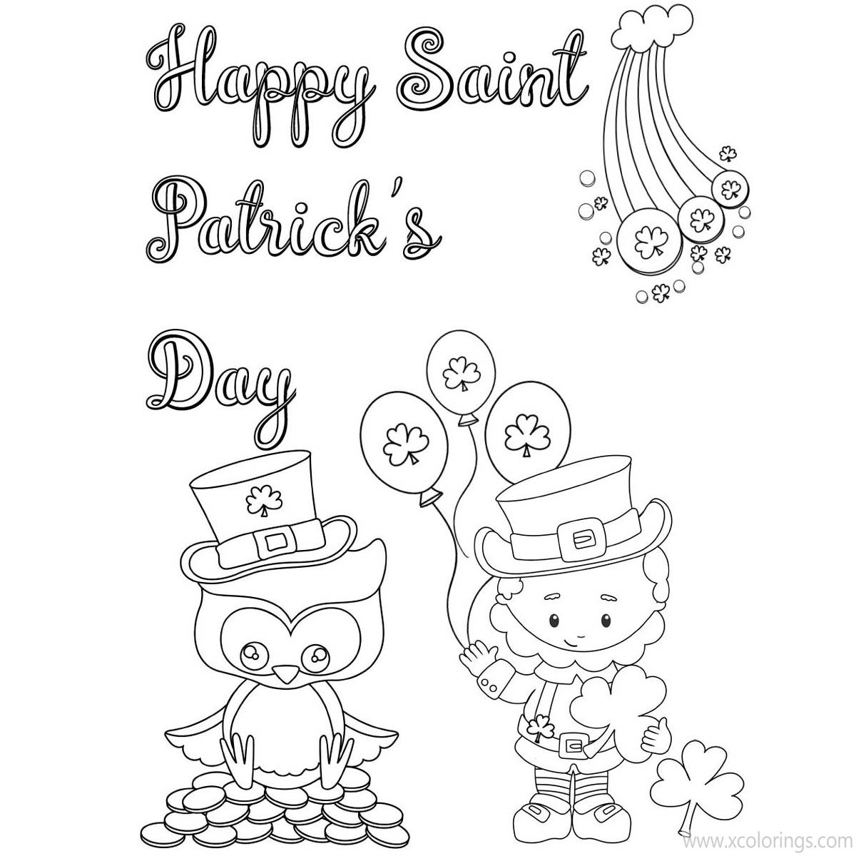Free St. Patrick's Day Coloring Pages Boy and Owl printable