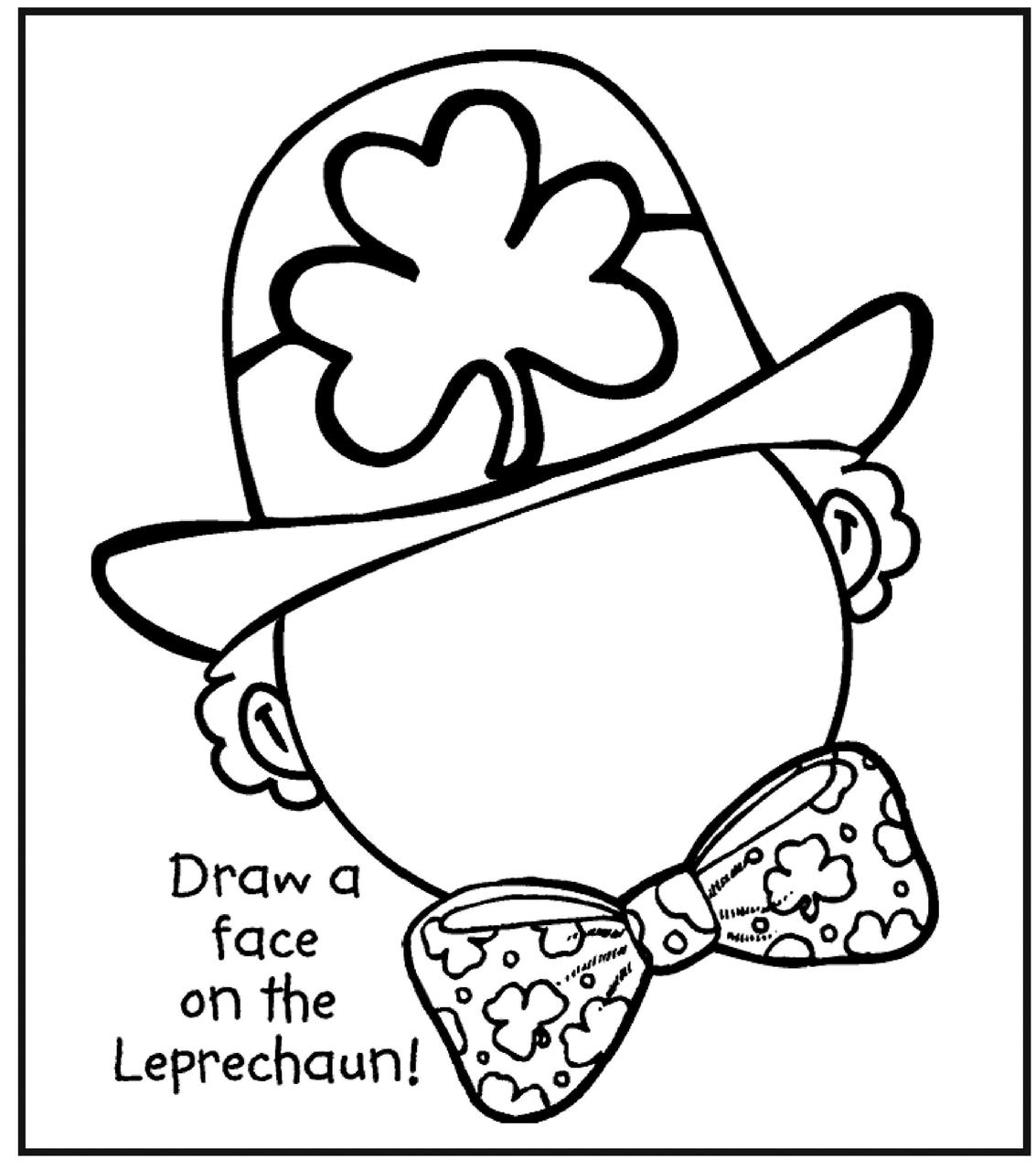 Free St. Patrick's Day Coloring Pages Draw a Face on the Leprechaun printable