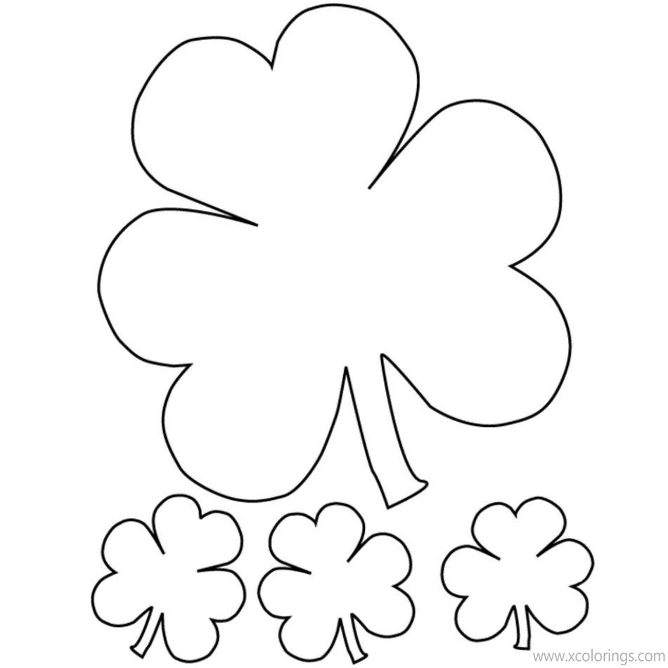 Free St. Patrick's Day Coloring Pages Four Shamrocks printable