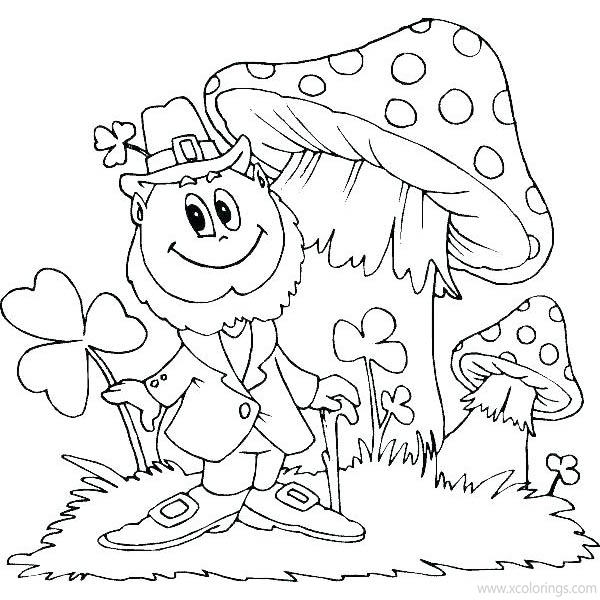 Free St. Patricks Day Coloring Pages Gnome and Mushrooms printable