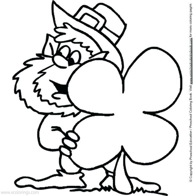 Free St. Patrick's Day Coloring Pages Gnome with Shamrock printable