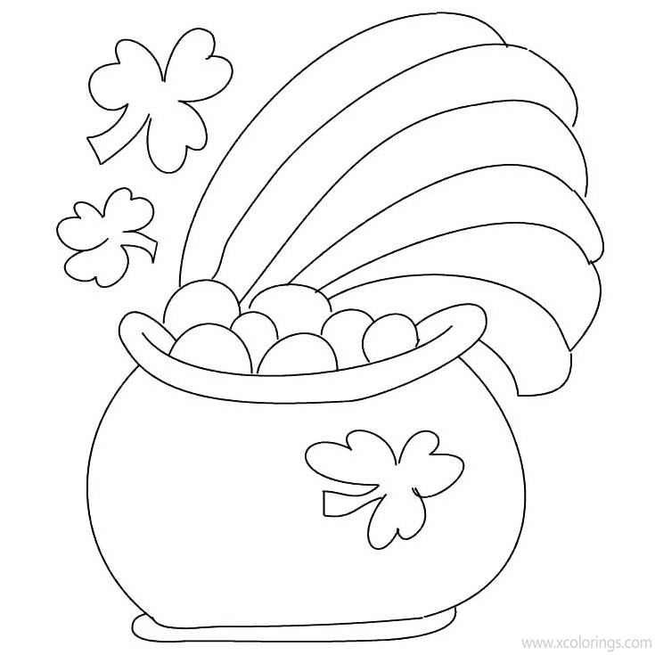 Free St. Patrick's Day Coloring Pages Gold and Shamrock printable