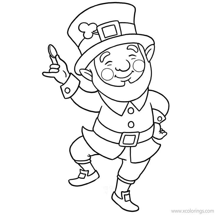 Free St. Patrick's Day Coloring Pages Leprechaun with Coin printable