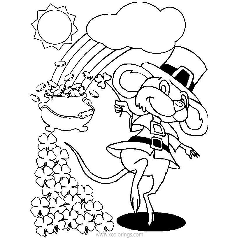Free St. Patrick's Day Coloring Pages Mouse Leprechaun printable
