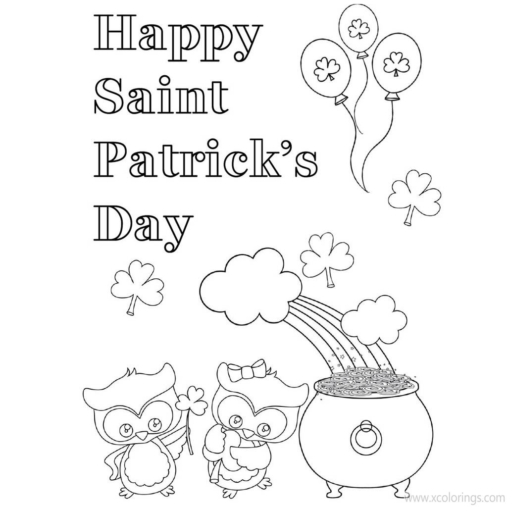 Free St. Patrick's Day Coloring Pages Owls printable