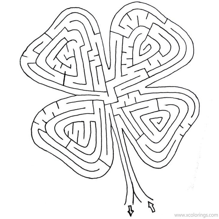 Free St. Patrick's Day Coloring Pages Shamrock Maze printable