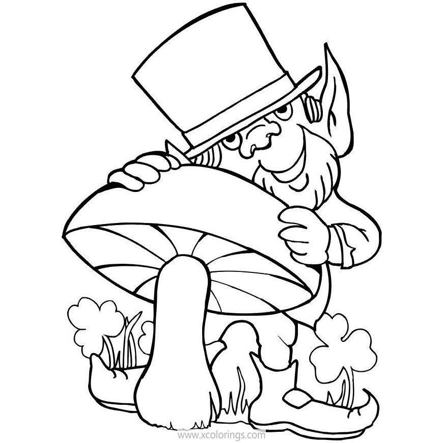 Free St. Patrick's Day Leprechaun and Mushroom Coloring Pages printable