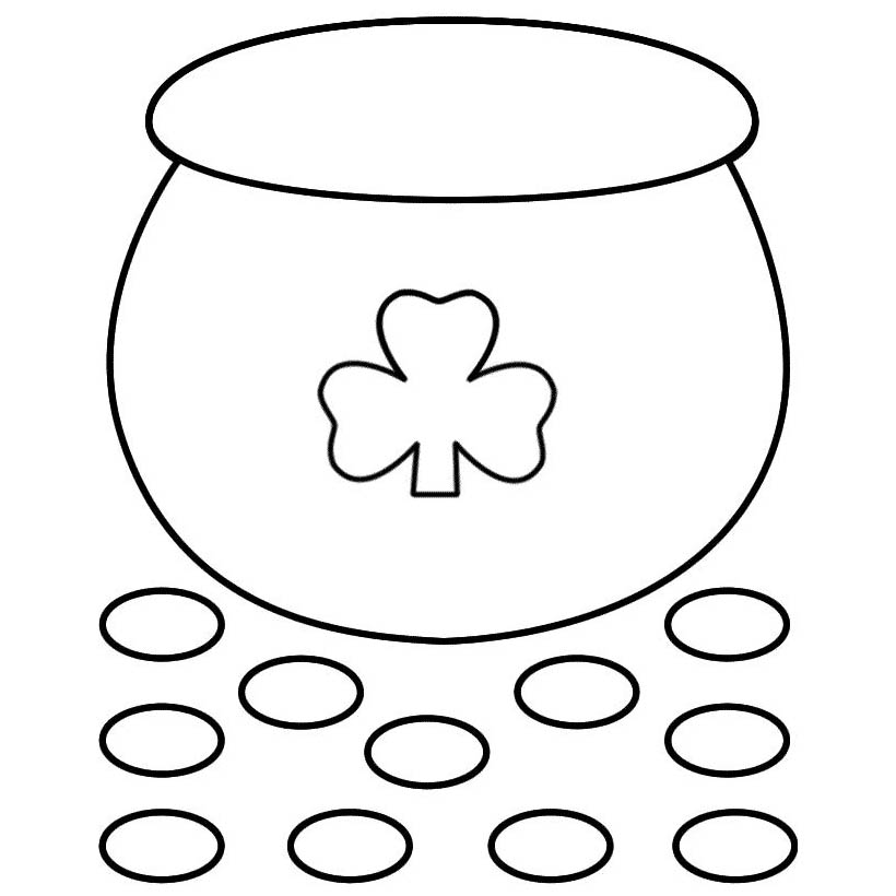 Free St. Patrick's Day Pot Coloring Pages for Kids printable