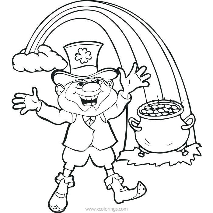 Free St. Patricks Day Rainbow and Leprechaun Coloring Pages printable
