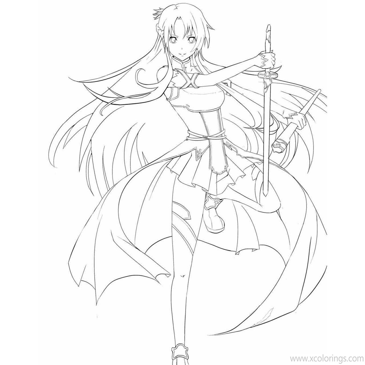 Free Sword Art Online Coloring Pages Asuna with Sword printable