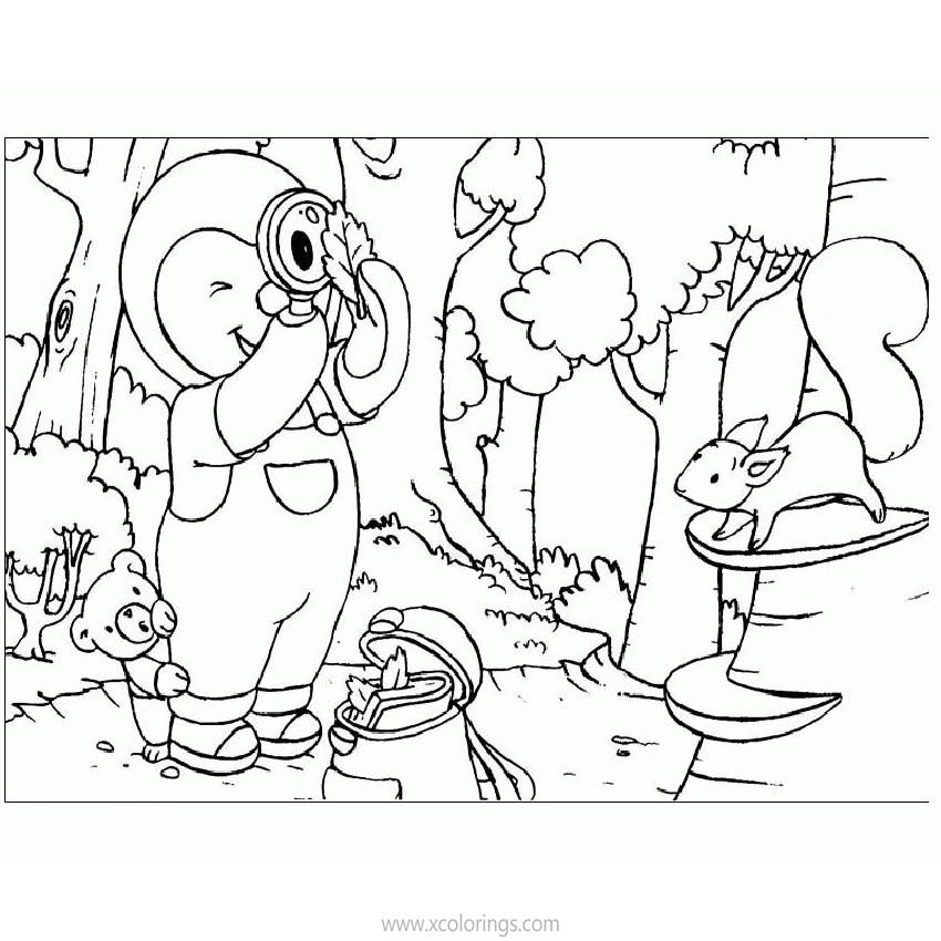 Free Tchoupi Coloring Pages Exploring in the Woods printable