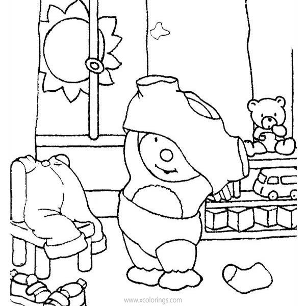 Free Tchoupi Coloring Pages Put on the Clothes printable