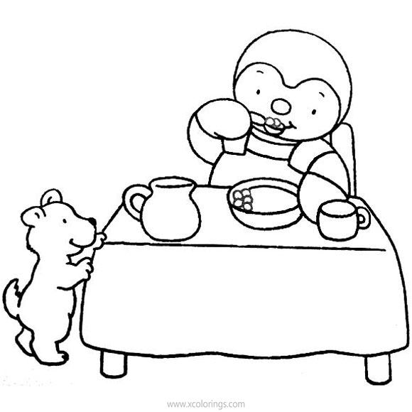 Free Tchoupi is Eating Coloring Pages printable