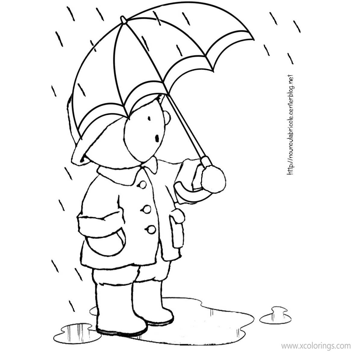 Free T'choupi with Umbrella Coloring Pages printable