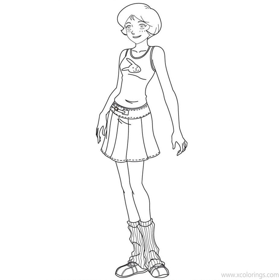Free Totally Spies Coloring Pages Alexander with Skirt printable